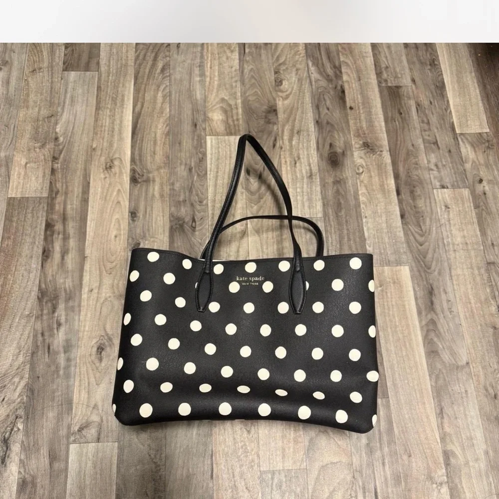 kate spade Black Tote with White Polka Dots